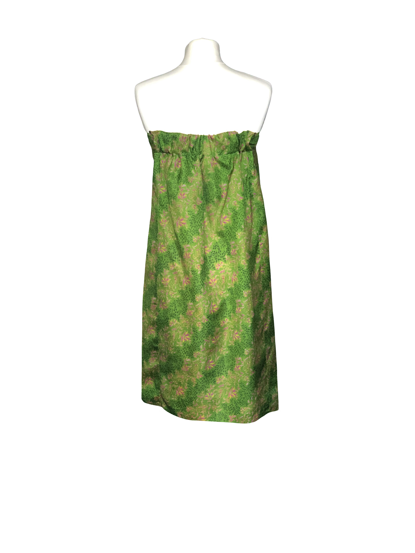 Robe bustier Gaïa vert imprimés rose jaune