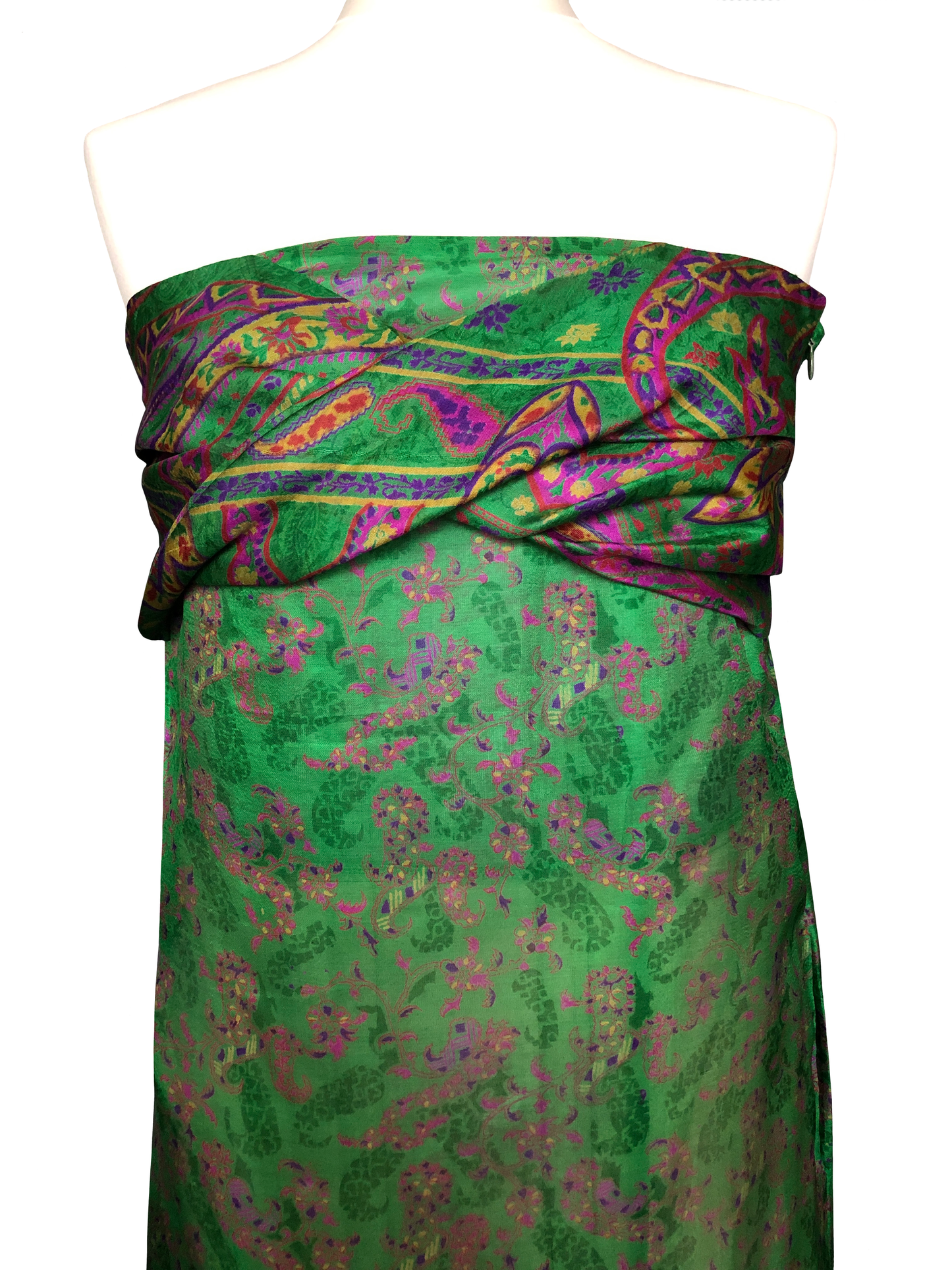 Robe bustier Gaïa vert imprimés rose violet