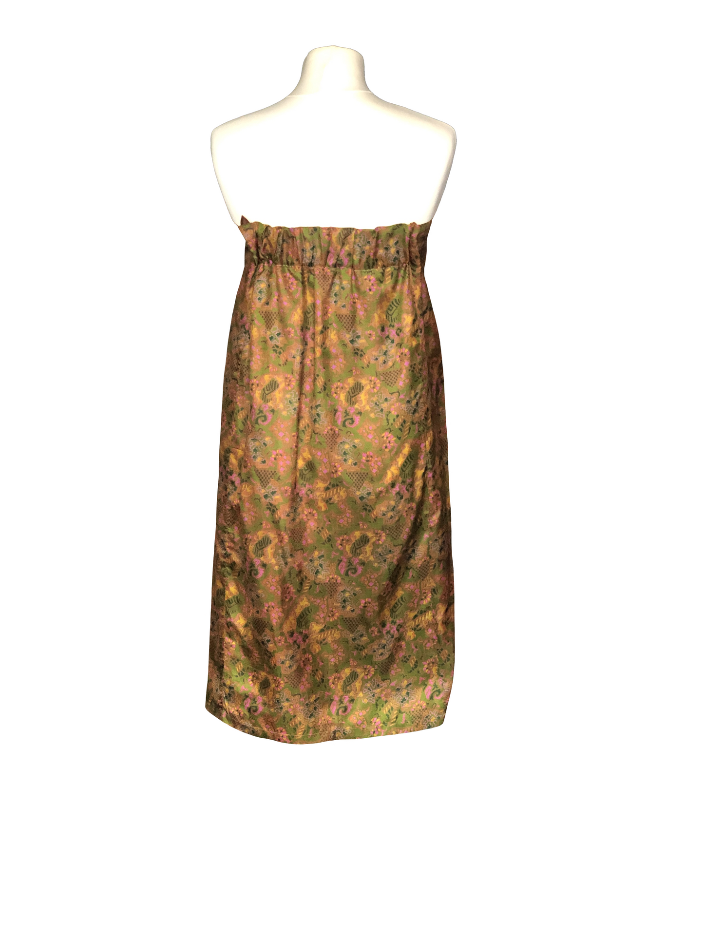 Khaki green Gaïa strapless dress 1