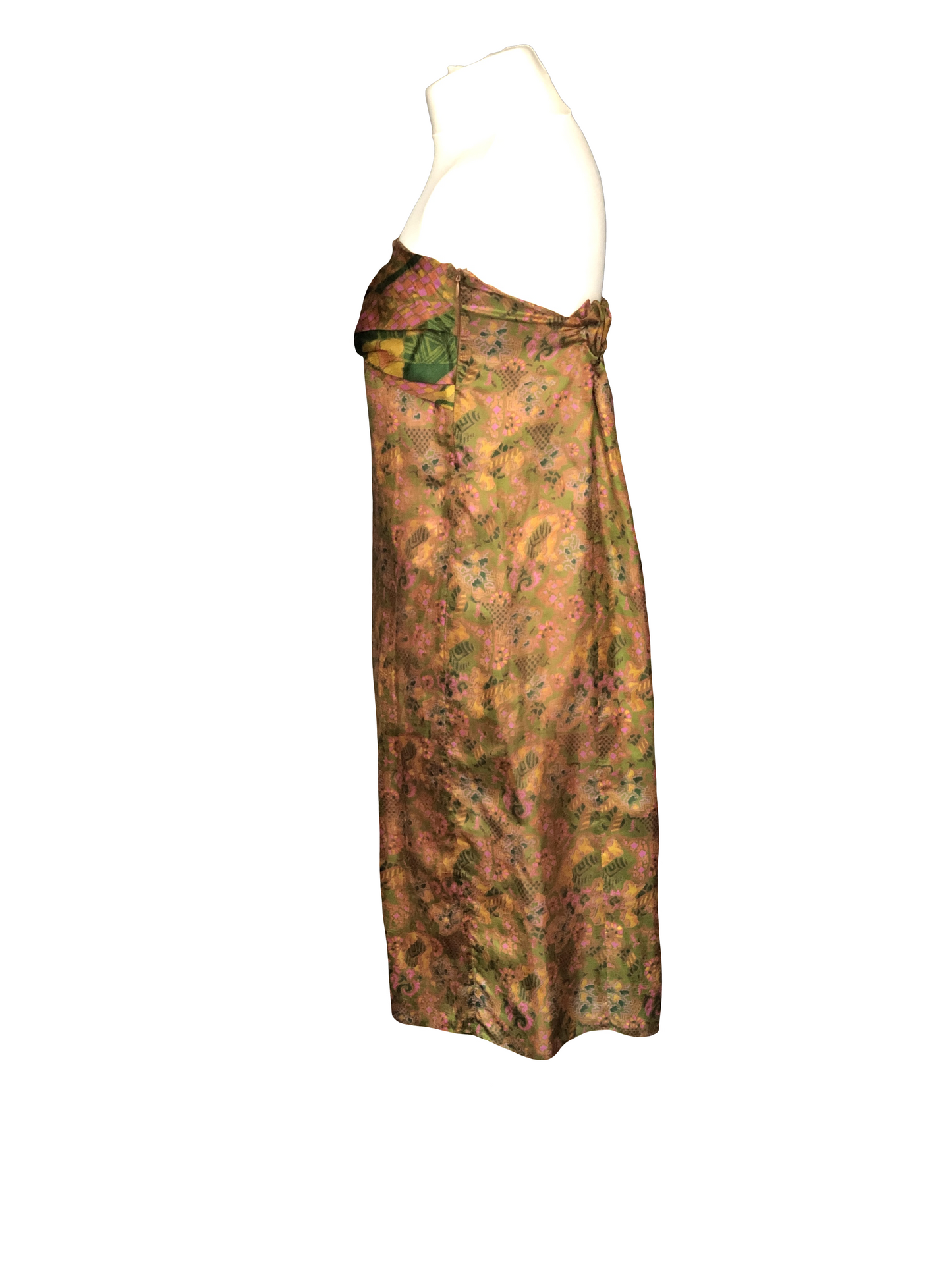 Khaki green Gaïa strapless dress 1