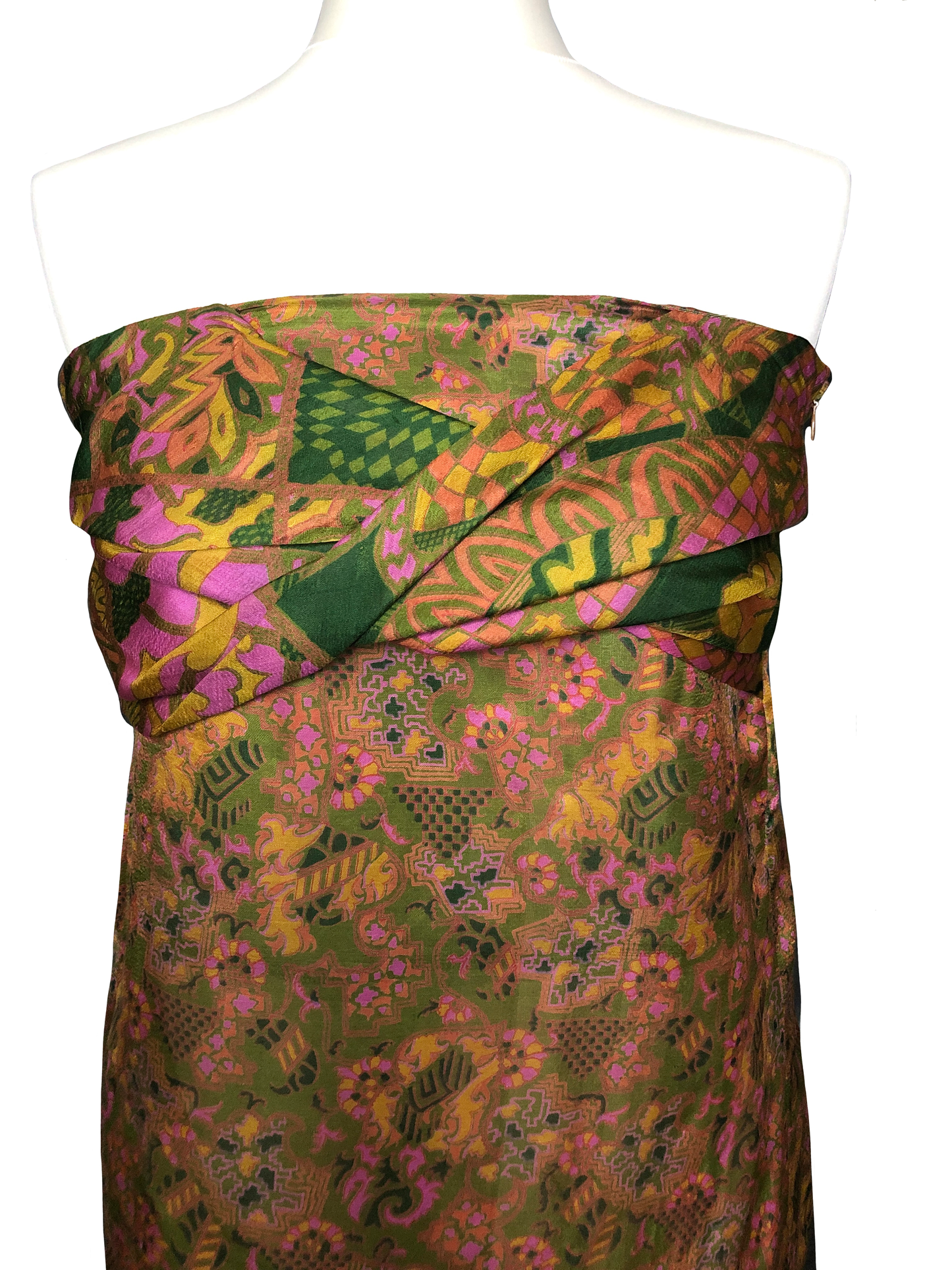 Khaki green Gaïa strapless dress 1