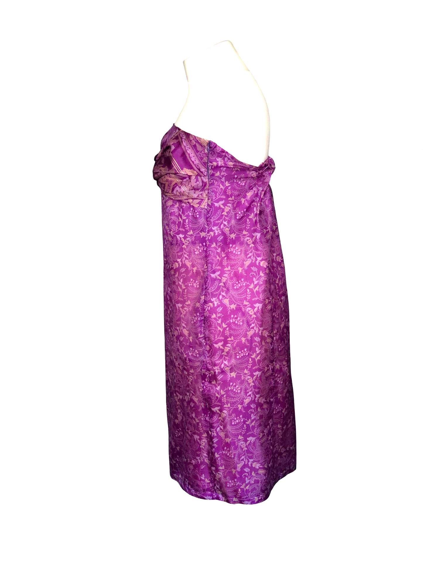 Robe bustier Gaïa violet feuilles dorés