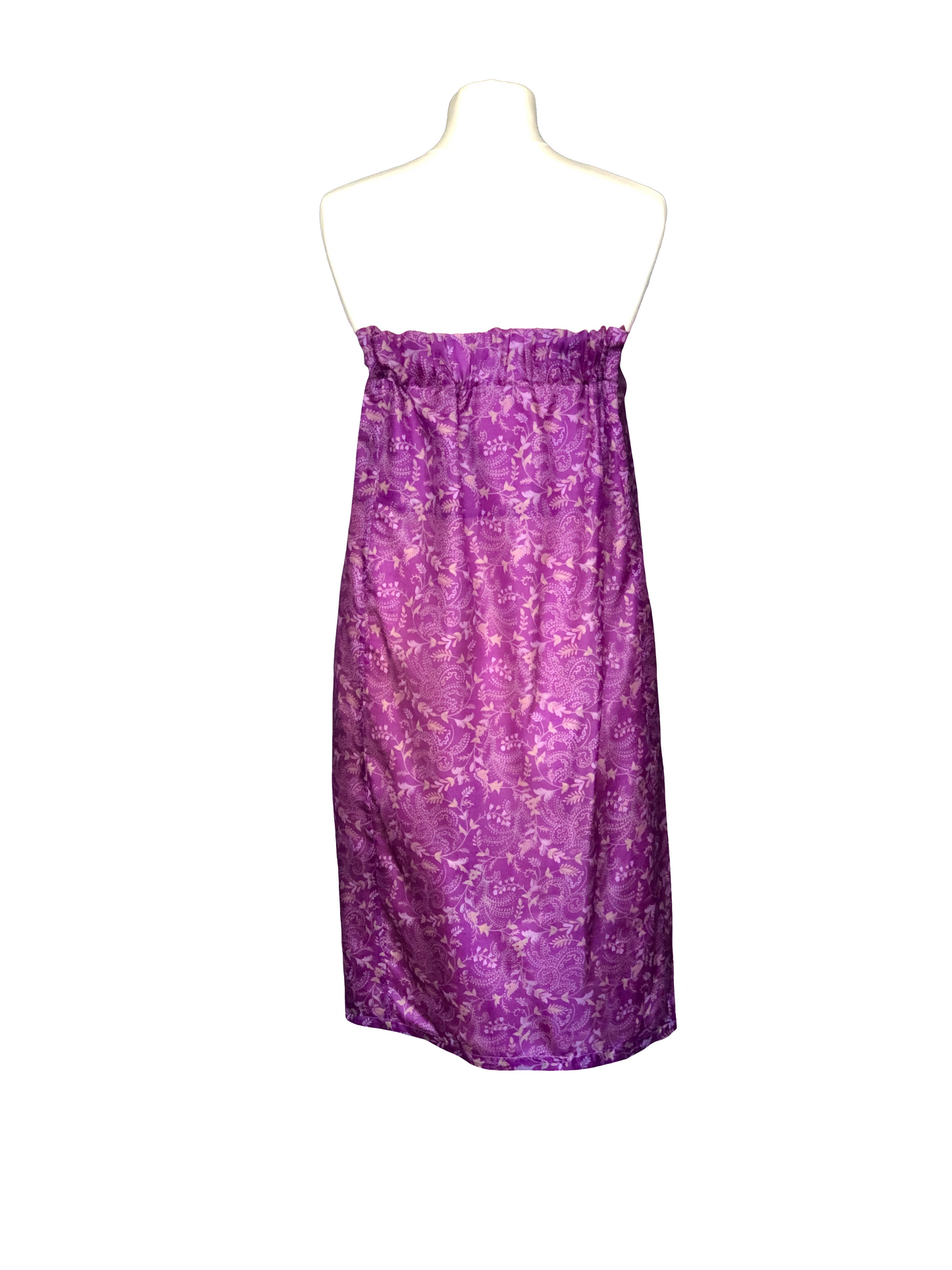 Robe bustier Gaïa violet feuilles dorés