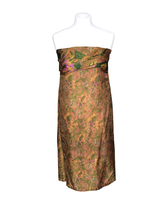 Khaki green Gaïa strapless dress 1