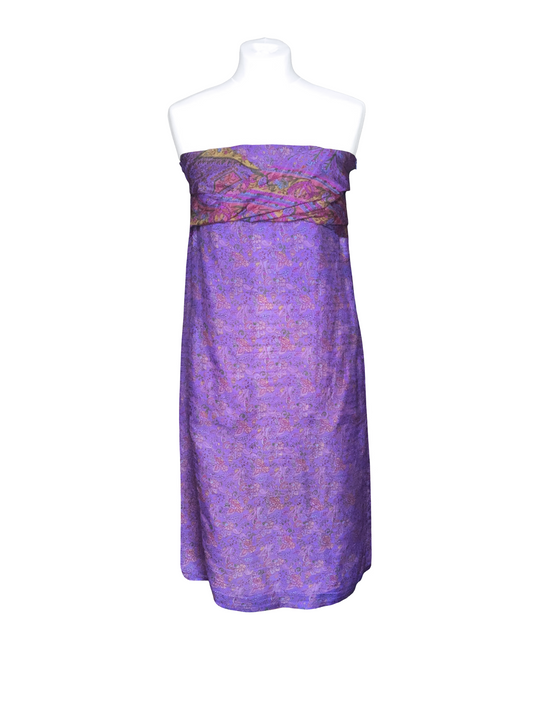 Gaïa purple floral strapless dress